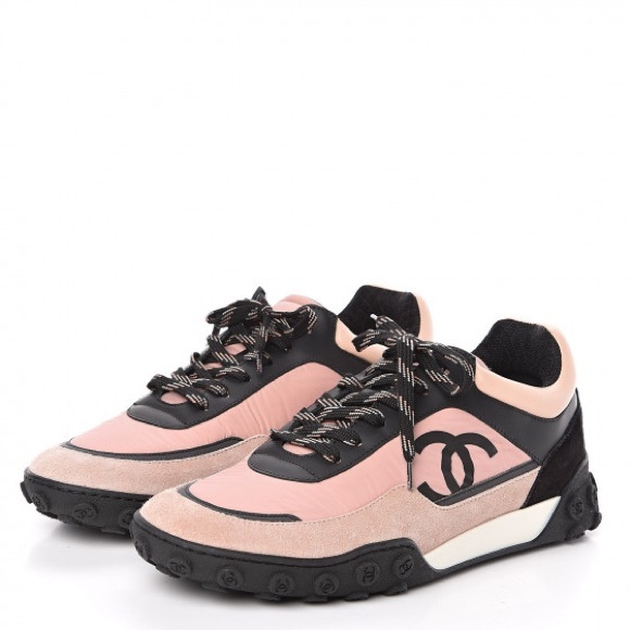 Chanel Nylon Calfskin Pink CC sneaker - Picture 1 of 6